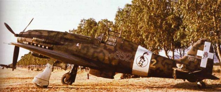 vonící macchi C. 205V 352 letky v Capoterra (Sardinie), červenec 1943