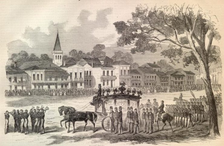 Funeral de Andre Cailloux en Nueva Orleans, 29 de julio de 1863, de la edición del 29 de agosto de 1863 de Harpers Weekly