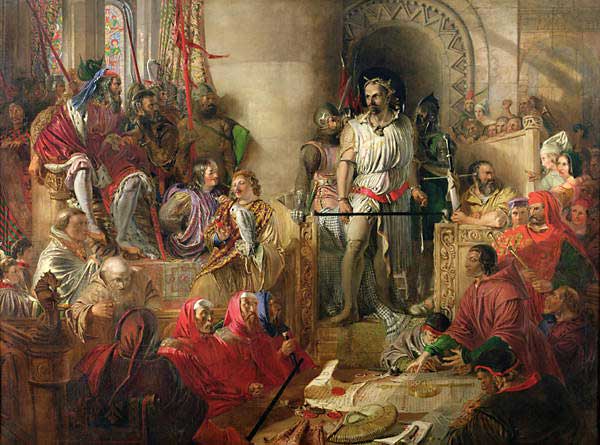 Le procès de Wallace dans le Westminster Hall. Peinture de Daniel Maclise.