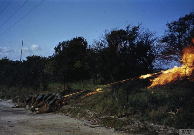 A Life Buoy Flamethrower In Action This Could Produce A Jet Of Flame Up To 50 Feet In Length C Iwm Tr 2318 War History Online