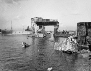 Remains of the U-Boat pens at Kiel after the explosion of the ...