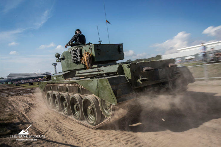 Comet tank driving across the dirt at TANKFEST 2021