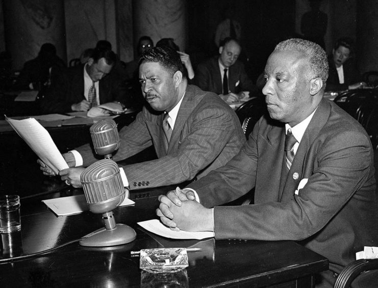 Grant Reynolds (paper in hand) addresses the US Senate in 1948