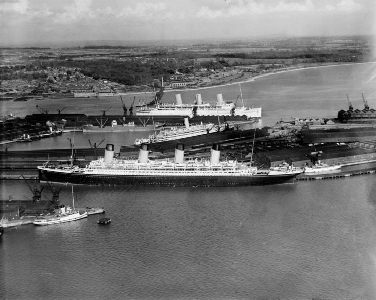 The RMS Olympic docked