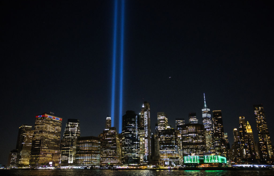 View of the New York City, New York skyline at night