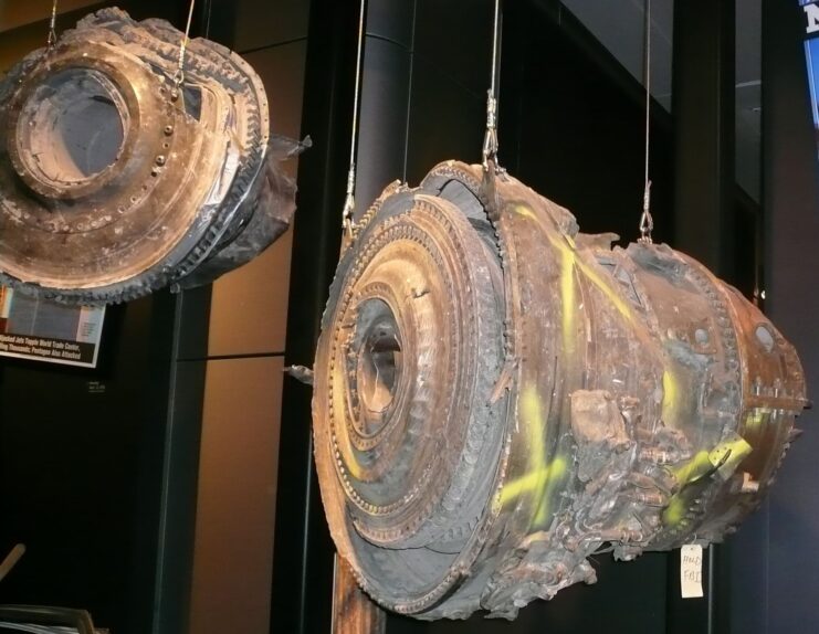 United Airlines Flight 175 engine parts on display