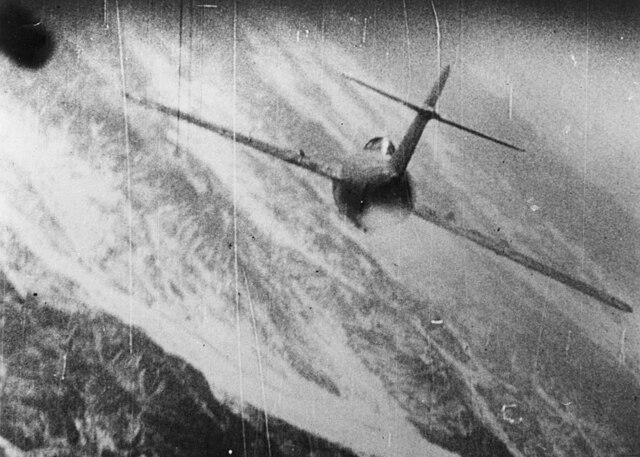 Mikoyan-Gurevich MiG-15 under attack while in flight