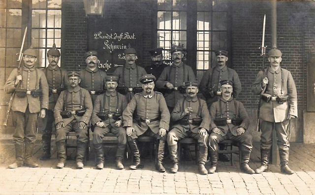 Portrait of German soldiers at the Mons Train Station