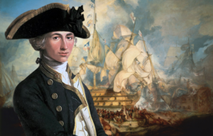 Painting of the Battle of Trafalgar + Portrait of Horatio Nelson