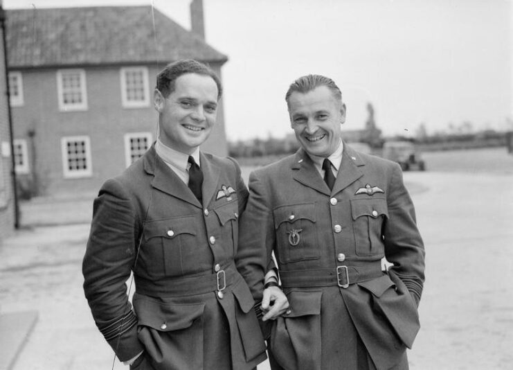 Douglas Bader and Alexander "Sasha" Hess standing together in their Royal Air Force (RAF) uniforms