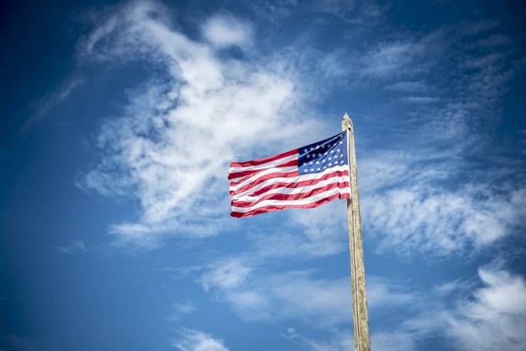 Reverse side U.S. flag conveys movement forward