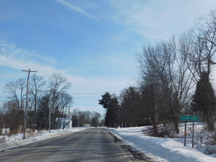 View down County Route 49, in Kiantone, New York