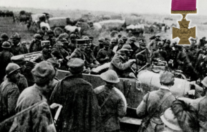 Soldiers gathered around a vehicle