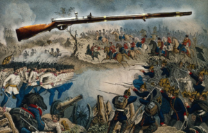 Painting of the Battle of Königgrätz + Dreyse needle-gun