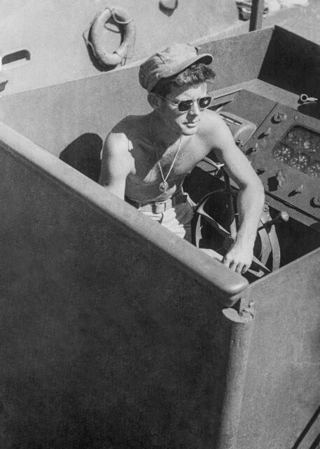 John F. Kennedy sitting in PT-109