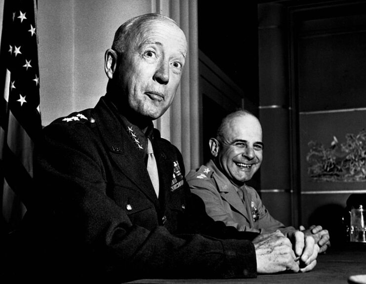 George Patton and James Doolittle sitting together at a table