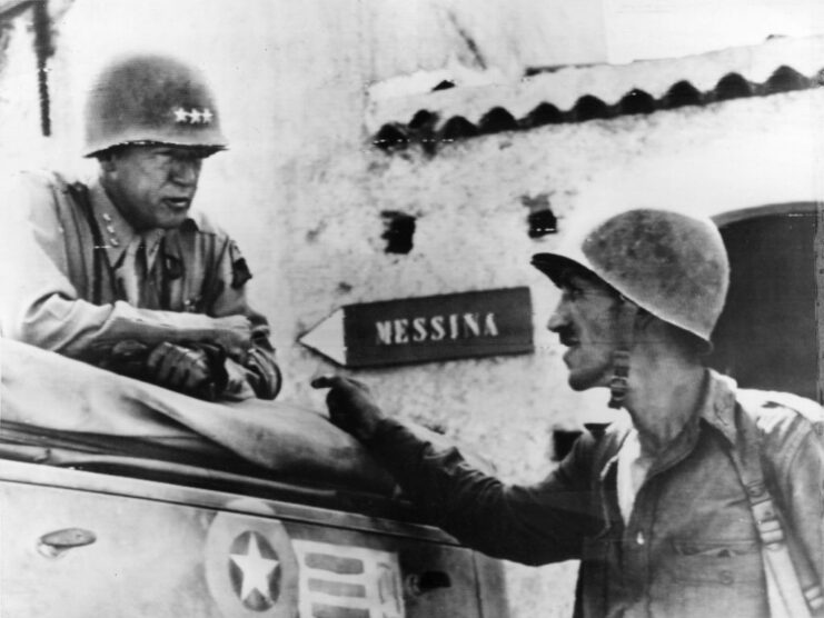 George Patton speaking with Lyle M. Bernard