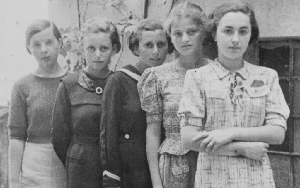 Two of the five girls in this photograph were sent to Auschwitz, on March 25, 1942. Neither Anna Herskovic (2nd from left) nor Lea Friedman (4th from left) survived. Credit: Heather Dune Macadam