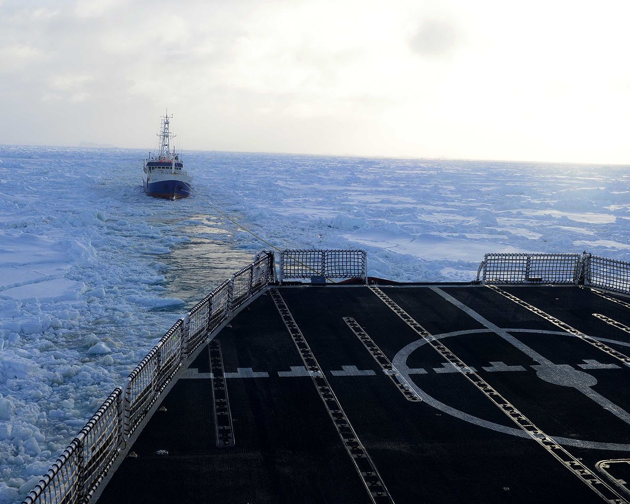 Saving the ship. POLARSTAR. Ship in the Sea under a Polar Star Blue.