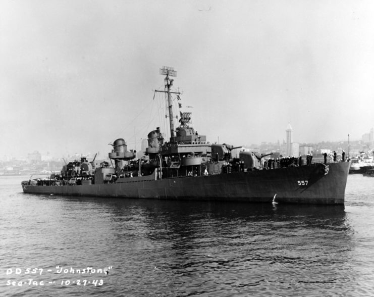 USS Johnston at sea