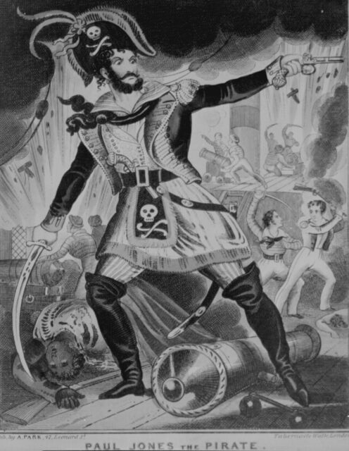 Drawing of John Paul Jones dressed as a pirate