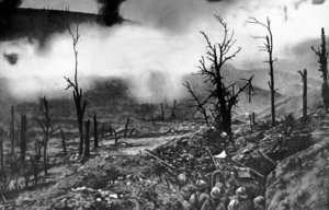 French troops standing together in a trench