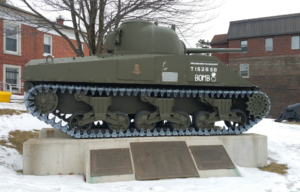 Picture of Bomb, a Canadian Army Sherman Tank. It is preserved in Sherbrooke, QC. Seen here in april 2015.