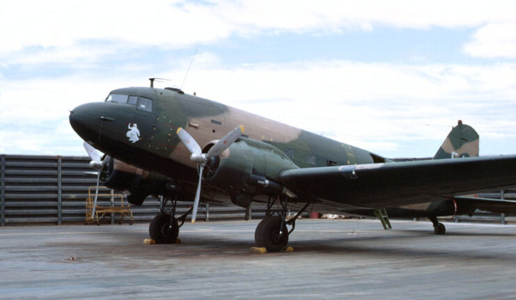 Douglas AC-47D Spooky parked on the tarmac