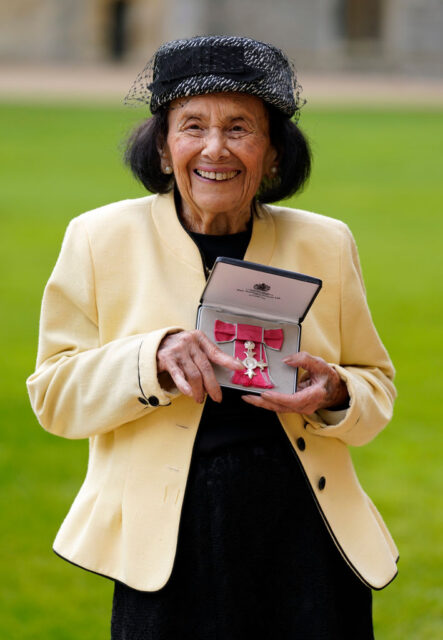 Lily Ebert holding her Member of the Order of the British Empire (MBE) medal