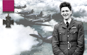 Hawker Hurricanes in flight + Victoria Cross + Eric James Brindley Nicolson in his RAF uniform