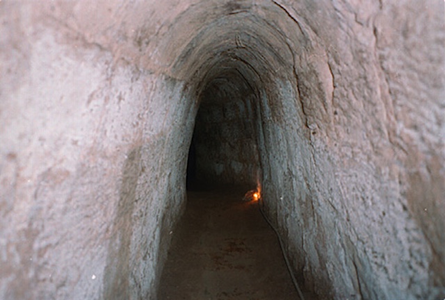 View down one of the Viet Cong's tunnels