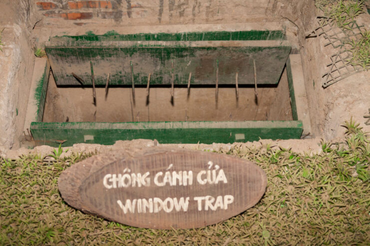 Booby trap at the entrance to one of the Viet Cong's tunnels