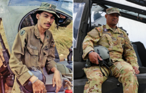 Chief Warrant Officer 2 Cheddie Wilson Jr. recreates a photo of Warrant Officer Clyde Romero