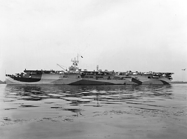 USS San Jacinto (CVL-30) leaving port