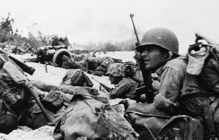 American troops making an advance