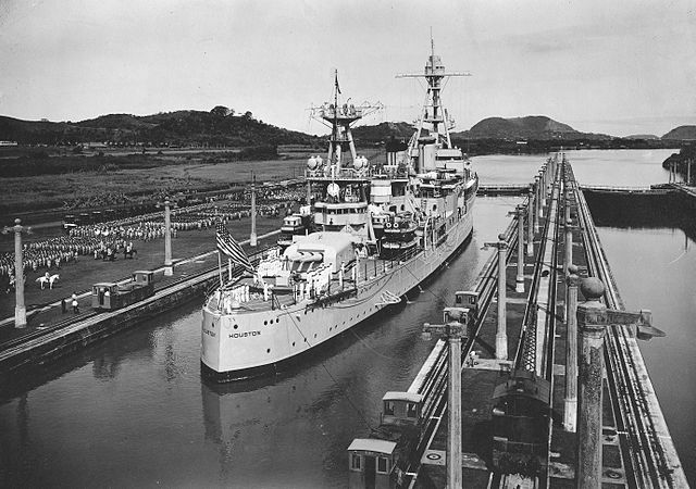 USS Houston (CA-30) transiting through the Panama Canal