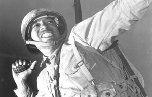 Soldier preparing to throw a hand grenade