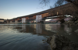 View of the Bad Seckingen covered bridge