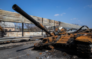 Destroyed Russian T-72 tank