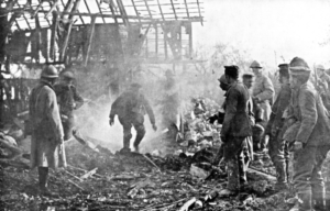 Soldiers using flamethrowers during the Battle of Cantigny