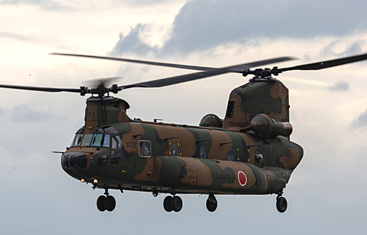 Boeing CH-47 Chinook helicopter in flight