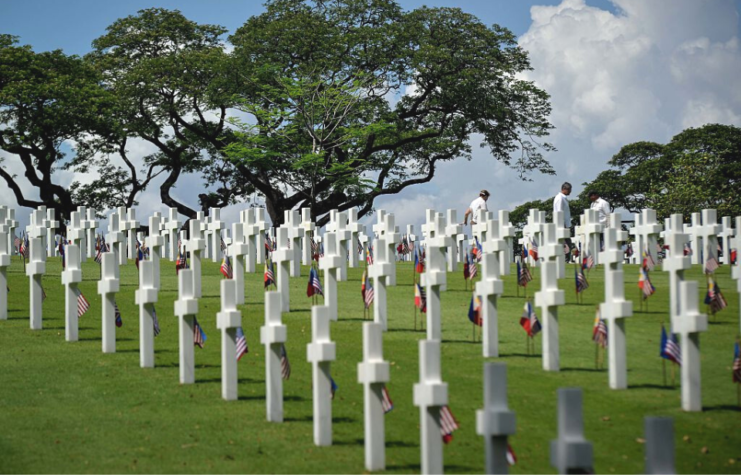 Rows of crosses at the Manila American Cemetery