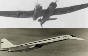 Blohm & Voss BV 141 in flight + Tupelov Tu-144 in flight