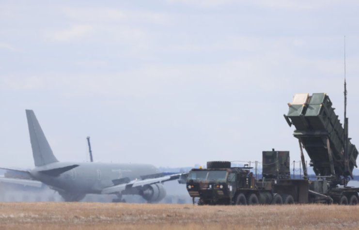 MIM-104 Patriot placed near the runway at Rzeszów-Jasionka Airport