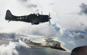 Aircraft flying over Wake Island