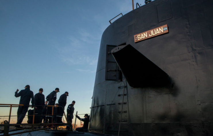 Sailors standing aboard the ARA San Juan (S-42)