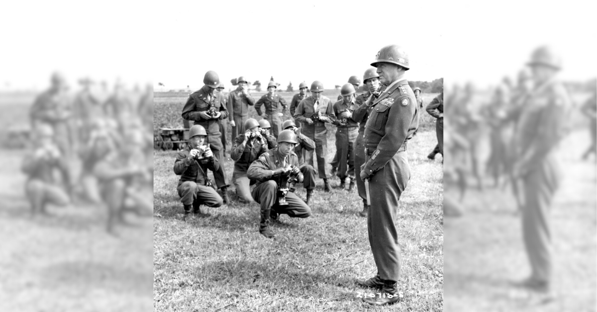 George Patton Strikes a Pose for the 103rd Infantry Division