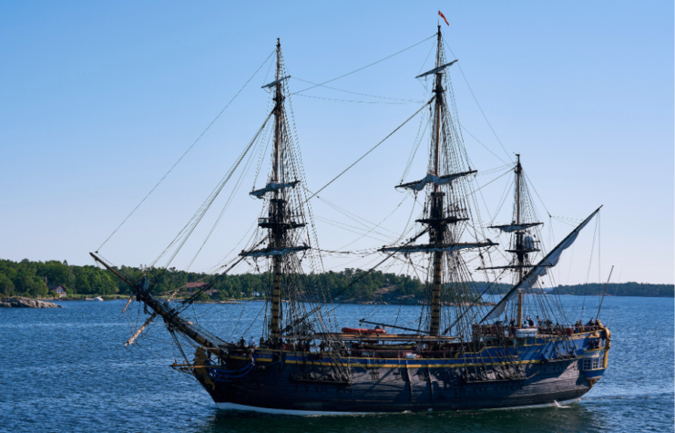 Götheborg of Sweden sailing along the coast