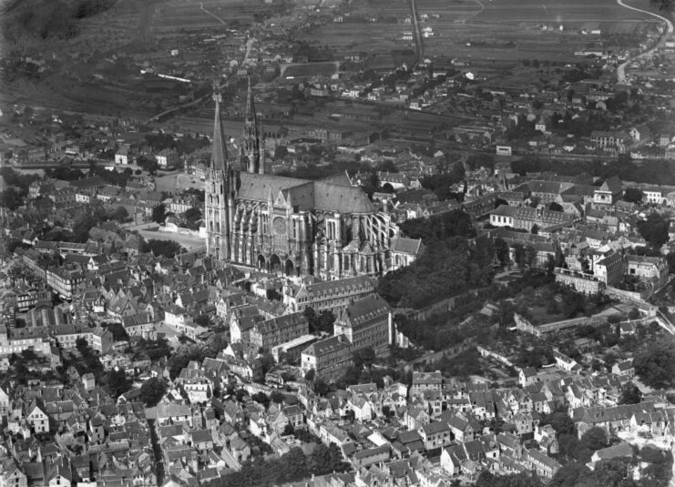 Aerial view of Chartres, France