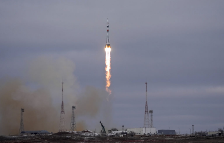 Soyuz-2.1a launch vehicle being deployed